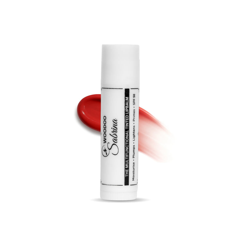WOODOO Sabrina tinted lip balm with SPF 50 and a sheer natural tint