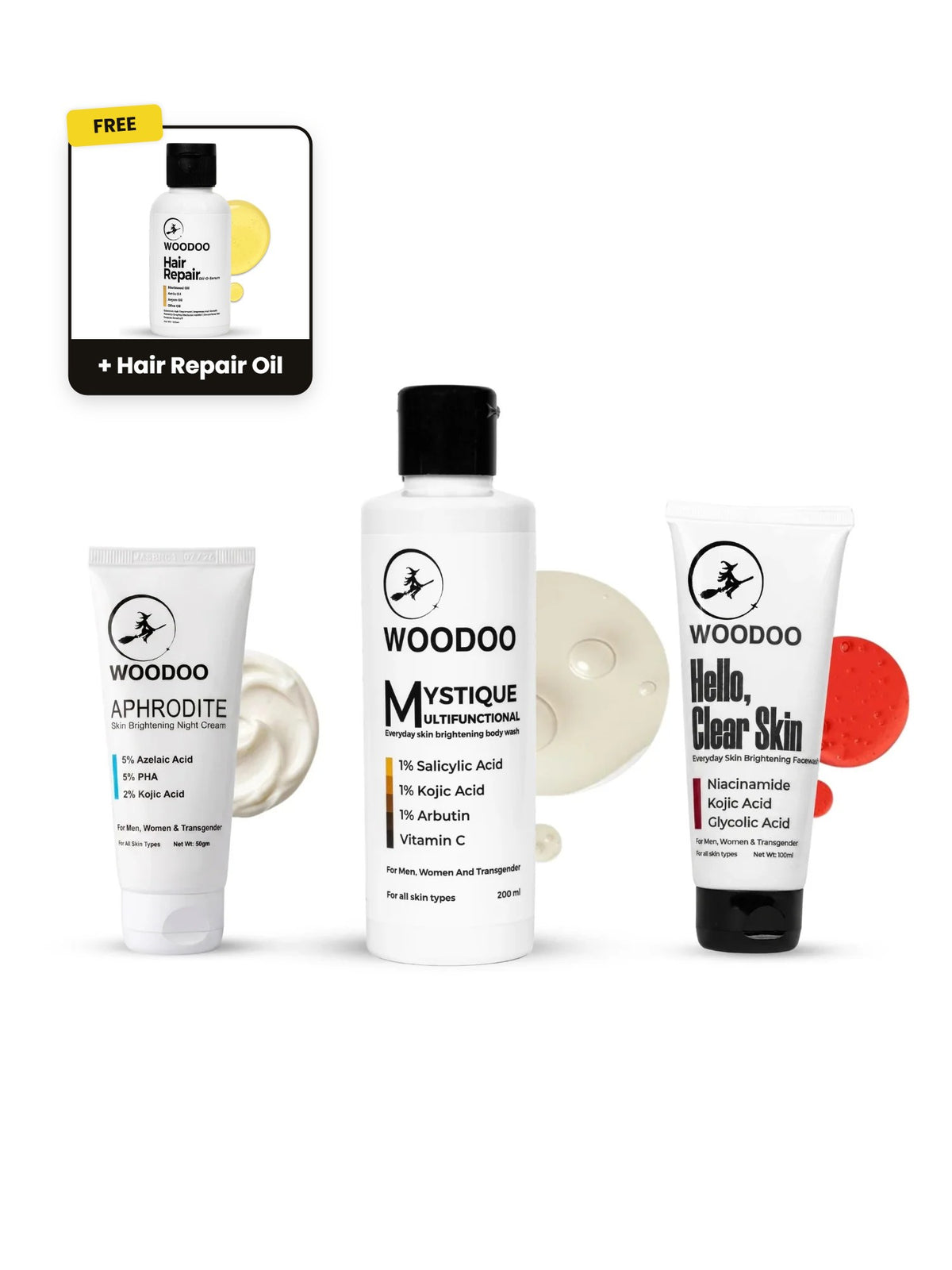 WOODOO Triple Glow Combo with free Hair Repair Oil